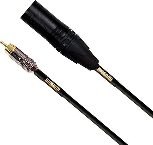Mogami GOLD XLRM-RCA-06 Cable adaptador de audio desequilibrado, conector RCA macho a XLR macho, contactos dorados, conectores rectos, 6 pies
