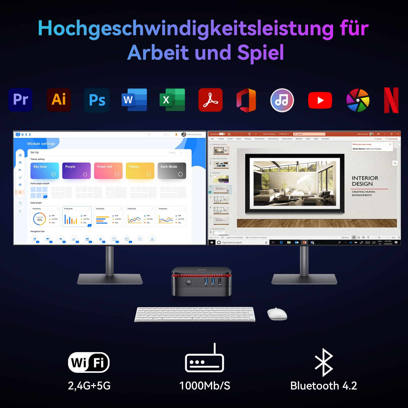 Blackview MP60 N150 MINI PC 2025 New Intel Twin Lake N150 (Beats N97/N95, bis zu 3.60 GHz), 16GB RAM 512GB M.2 SSD Mini Computer, 4K UHD Dual HDMI, Win11 Pro,5G WiFi, Mini Desktop PC für Büro/Home