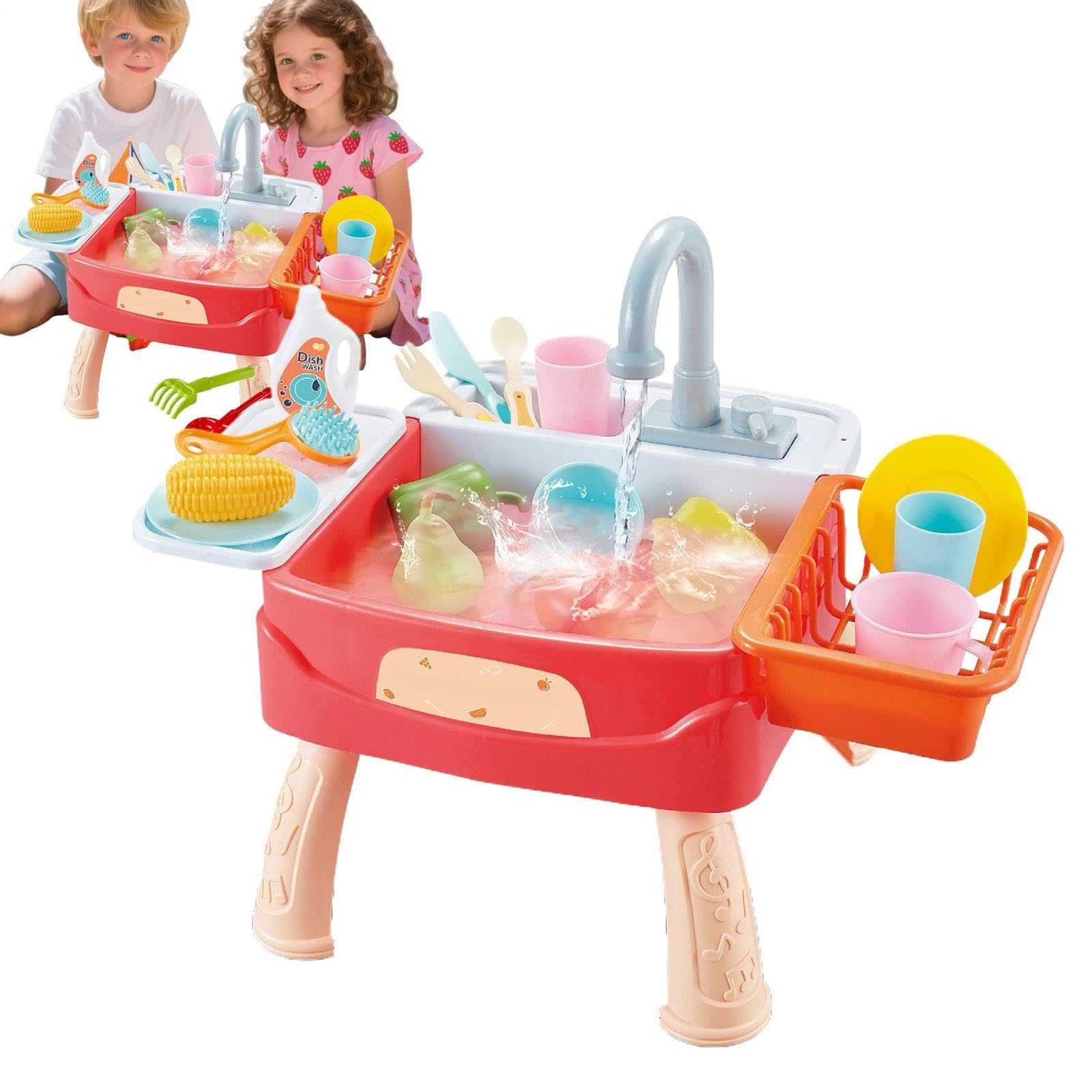 Giocattolo Cucina Lavello Con Acqua Corrente Elettrica | Ciclo Acqua Automatico Inclusi Giochi Educativi per Bambini 3+ Anni