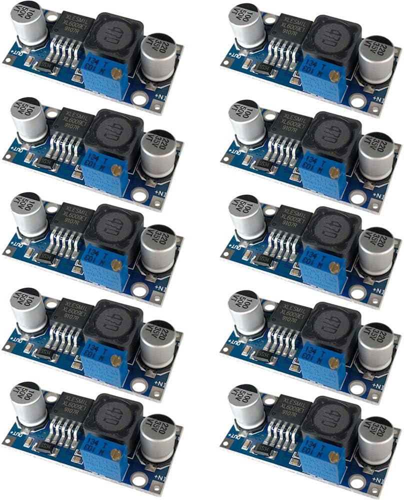 10Pcs Premium XL6009 DC to DC Boost Converter Module, 3～32V to 5～35V Step-Up Voltage Regulator, 4A Adjustable Power Supply Step-Up Module