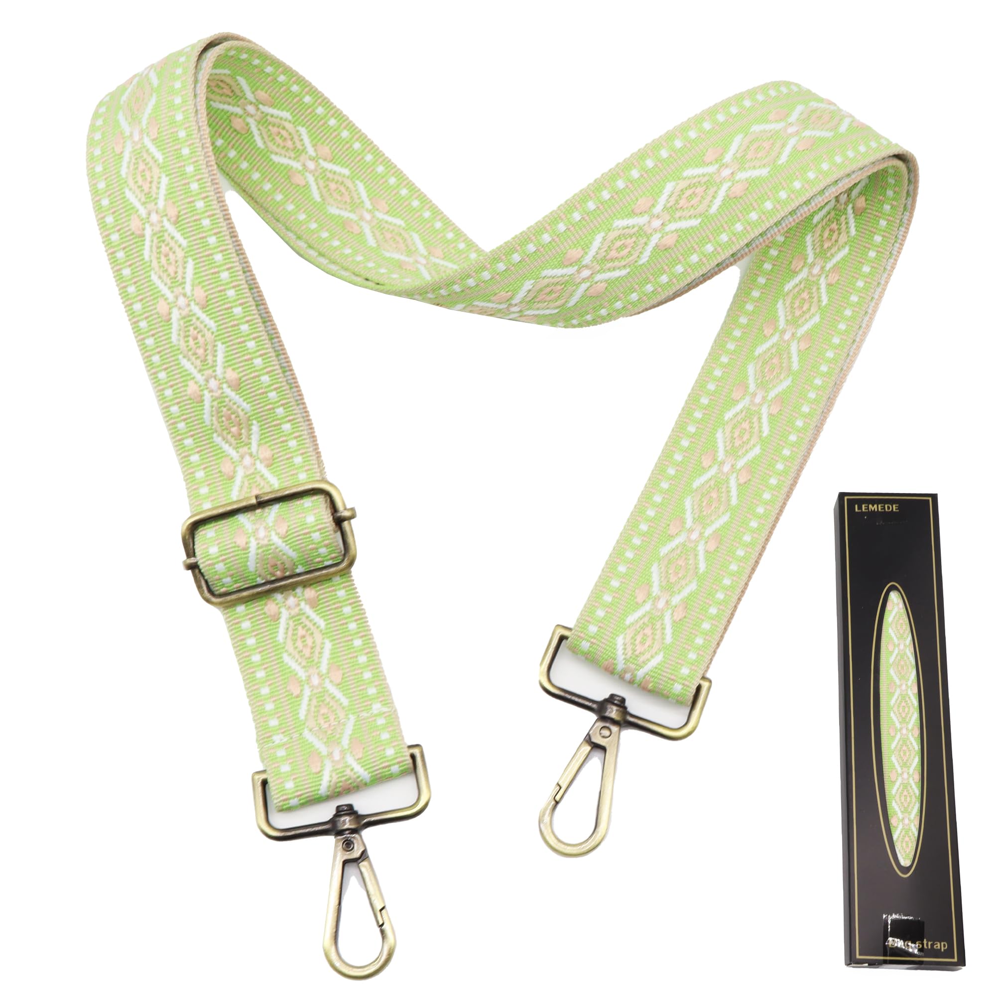 LEMEDE Purse Strap Adjustable Replacement Crossbody Bag Straps Retro Jacquard Embroidery Shoulder Straps for Shoulder Bag
