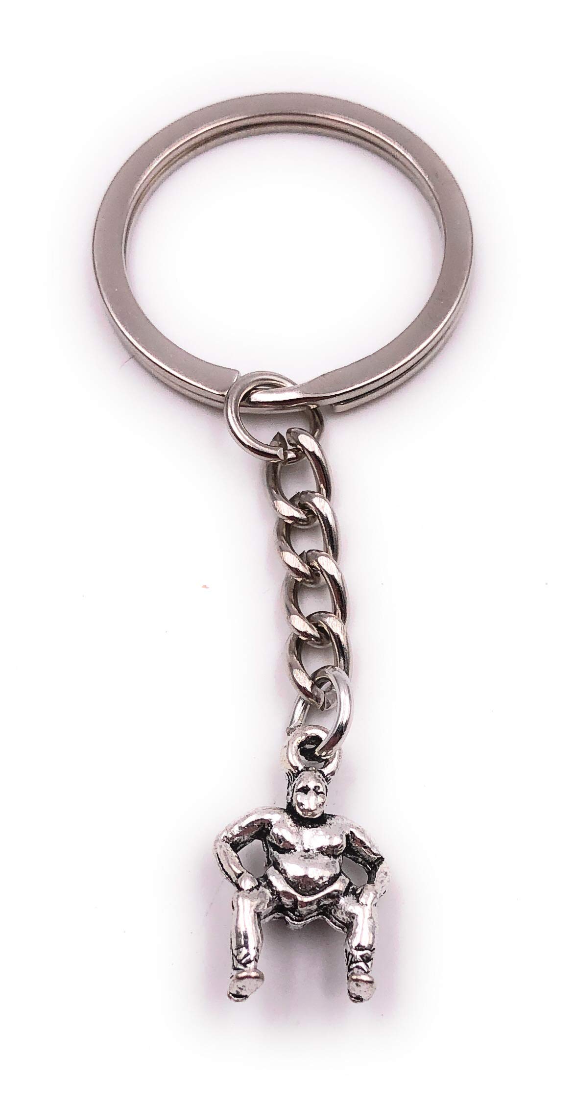H-Customs Sumo wrestler wrestling sport fighter silver key chain pendant