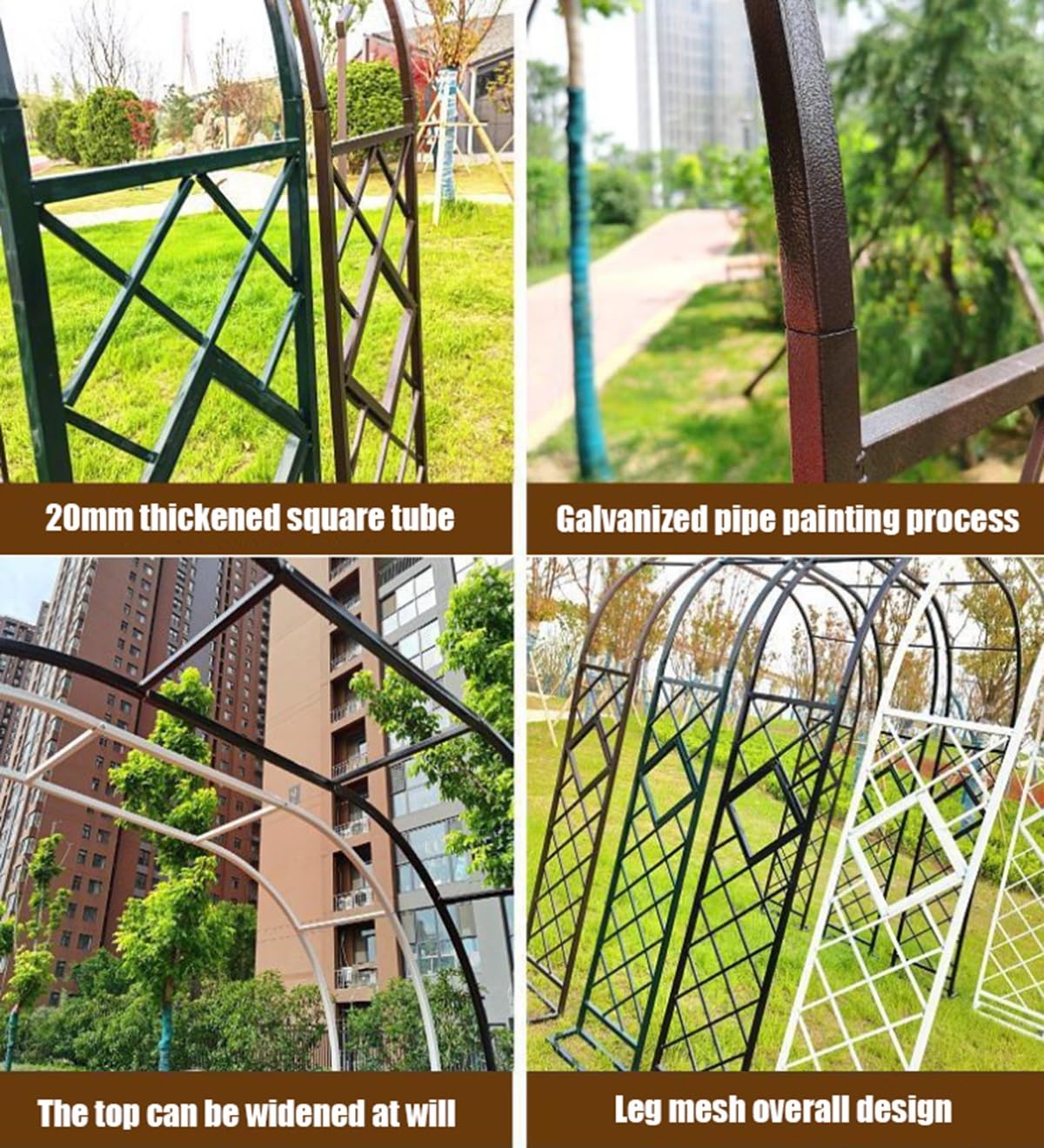 Arche de jardin marron pour plantes grimpantes – Treillis de roses en métal 260 x 230 cm – Décoration extérieure pour allées et entrées – Parfait pour l'aménagement paysager de jardin