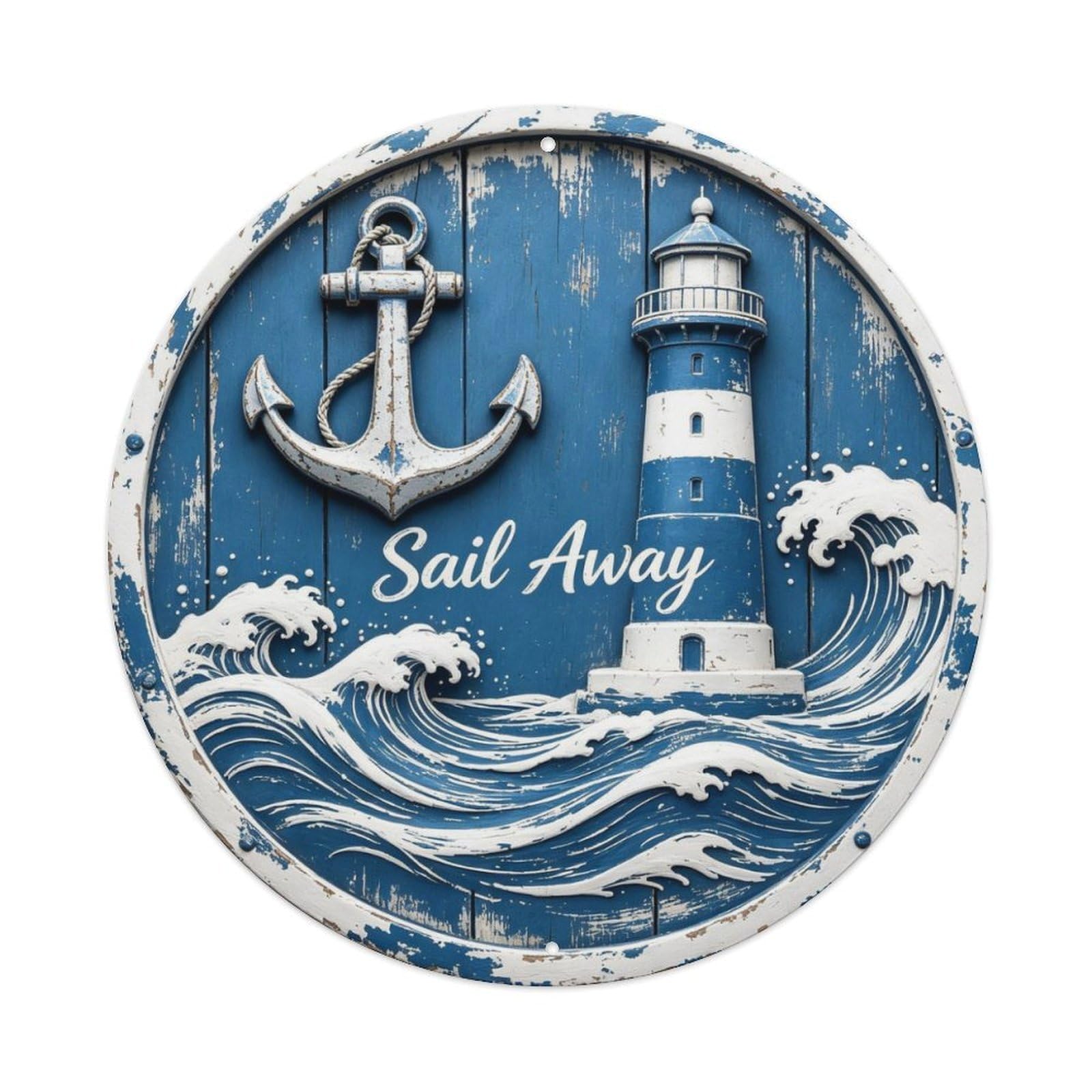 Sail Away Metal Tin Sign Plaque