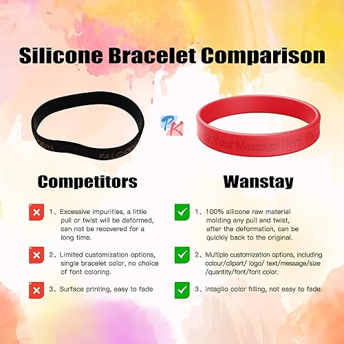 Miniatura 4 de Wanstay Pulseras de goma personalizadas de silicona a granel personalizables para eventos, regalos, Halloween, Navidad, motivación, recaudación de