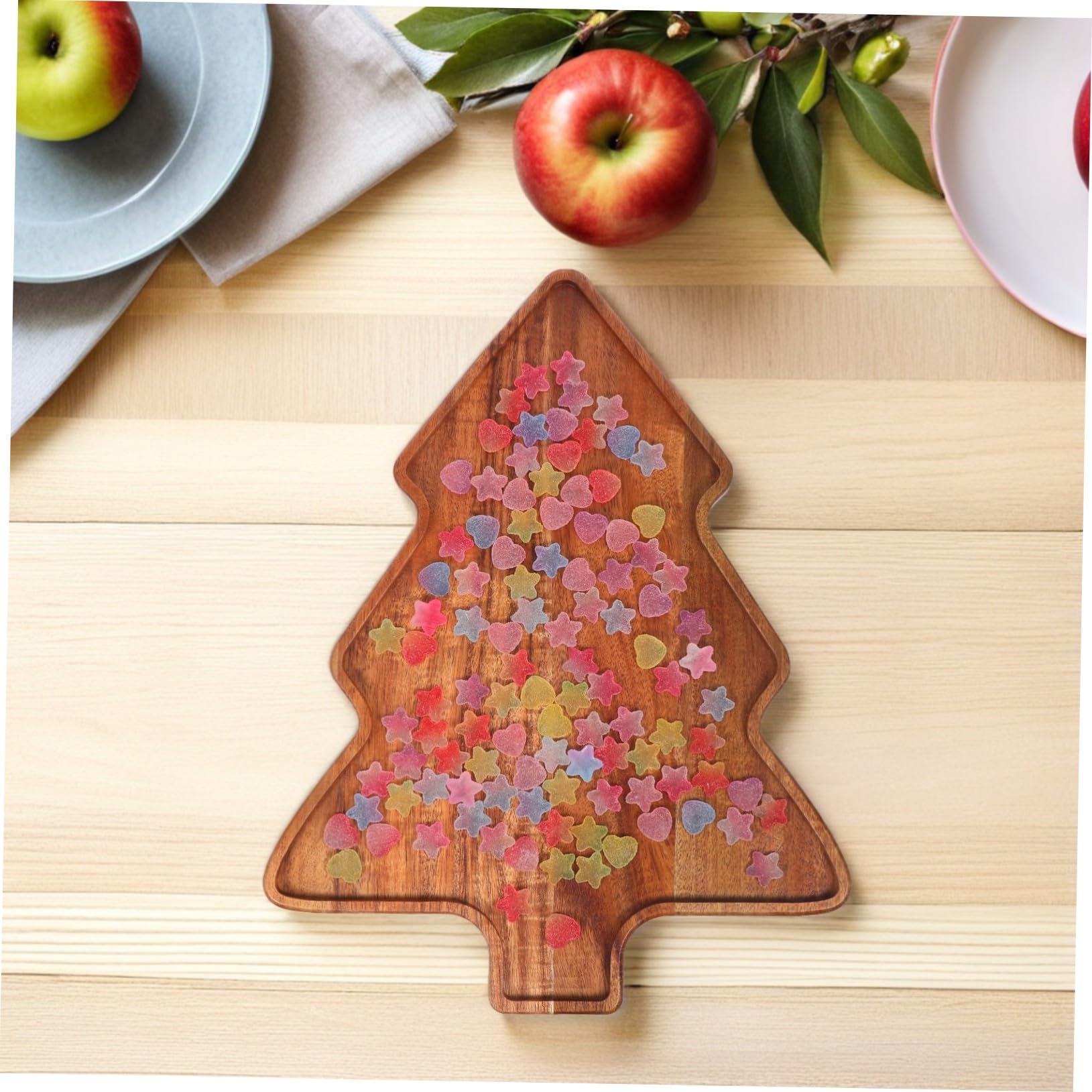 MAGICLULU Bandeja De Madera Forma De Árbol De Navidad Bandeja para Servir Quesos y Postres para Fiestas De Navidad Plato De Madera Navideño