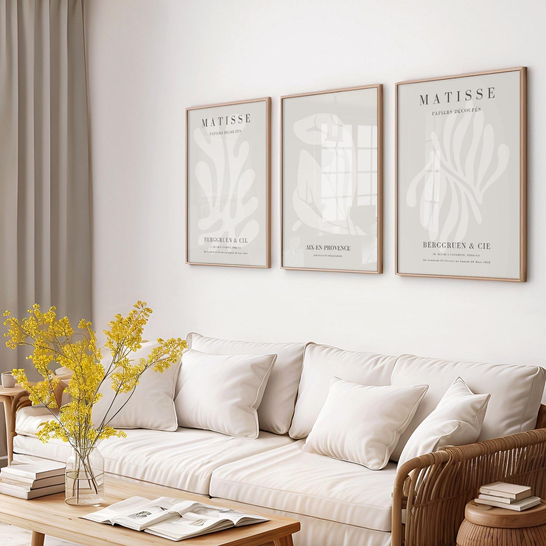 ARTINSPIRIO Matisse Papiers Découpés Poster Set 3er | Beige Minimalistische Wandbilder | Mid Century Modern Wohnzimmer Deko | Poster ohne Rahmen (A2)
