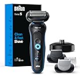 Electric Shaver for Men, Series 5 5150cs, Wet & Dry Shave, Turbo Shaving Mode, Foil Shaver, with Beard Trimmer, Body Groomer and Charging Stand, Blue