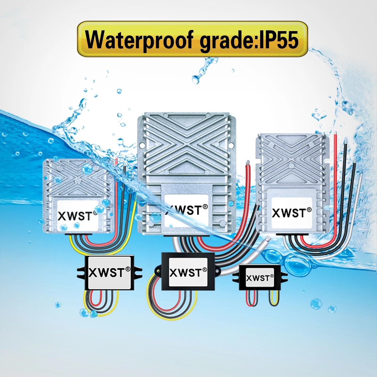 Konwerter DC 36V 48V do 5V DC Regulator Napięcia Regulator 1-65A Przetwornica Moc Reduktor Moduł Wodoodporny Transformator(6A ABS Plastic L)