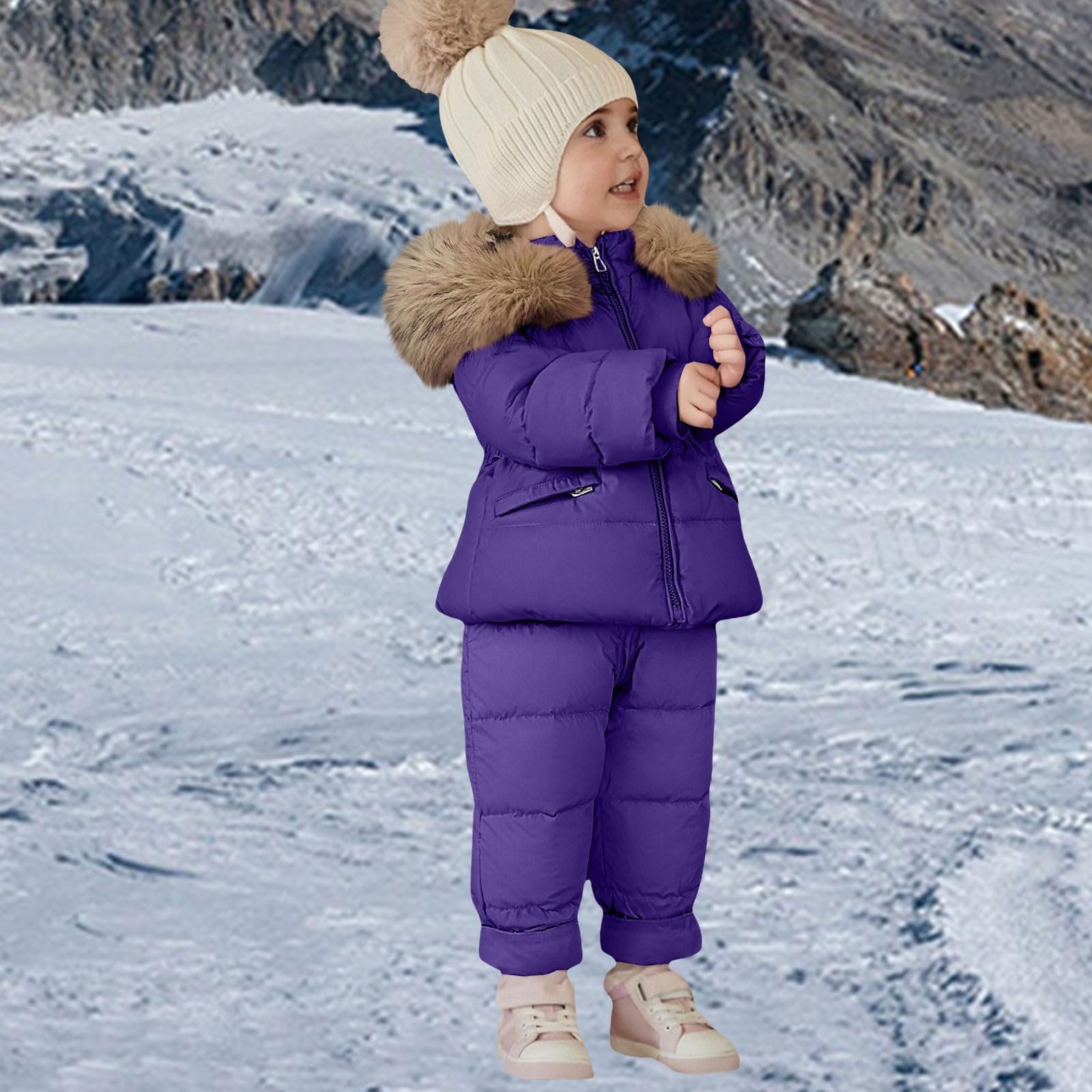 Traje de nieve para bebé, invierno, 2 piezas, chaqueta de plumón, abrigo con pantalones de nieve, cortavientos, impermeable, chaqueta de esquí, ropa de esquí para niños, traje de esquí, ropa para