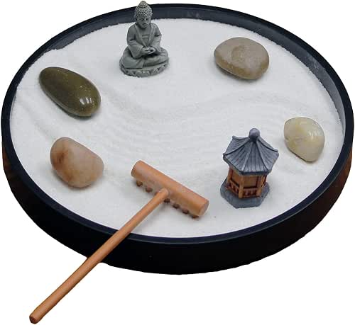 Nature's Mark Mini Zen Garden Kit for Desk with Rake,