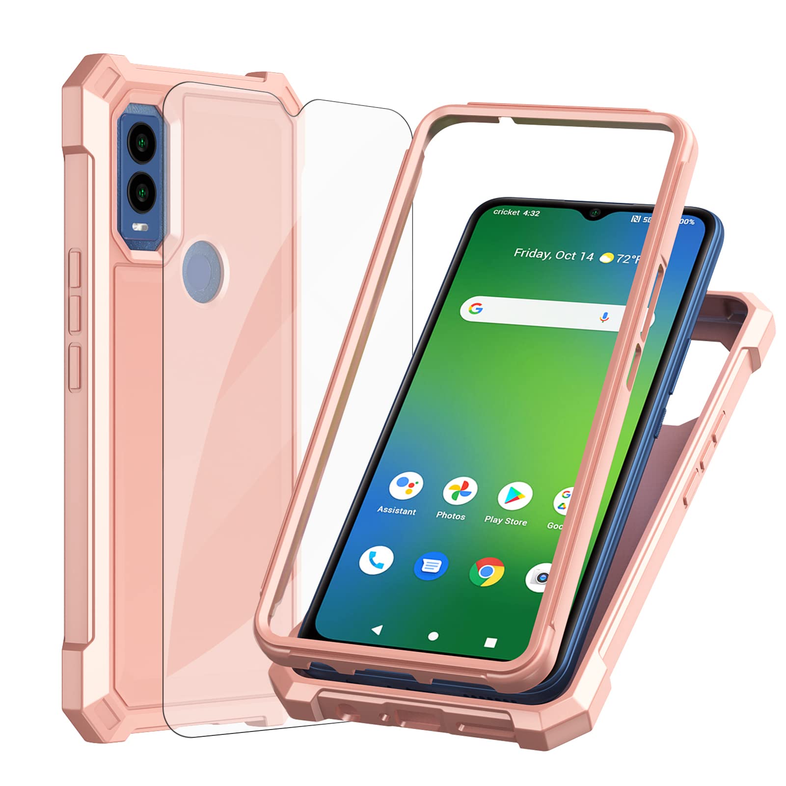 Ailiber for Cricket Innovate E 5G Phone Case, Innovate E 5G Case with Screen Protector, 2 Layer Structure Protection, Shockproof Corners TPU Bumper, Heavy Duty Protector Cover for Innovate E-Rose Gold