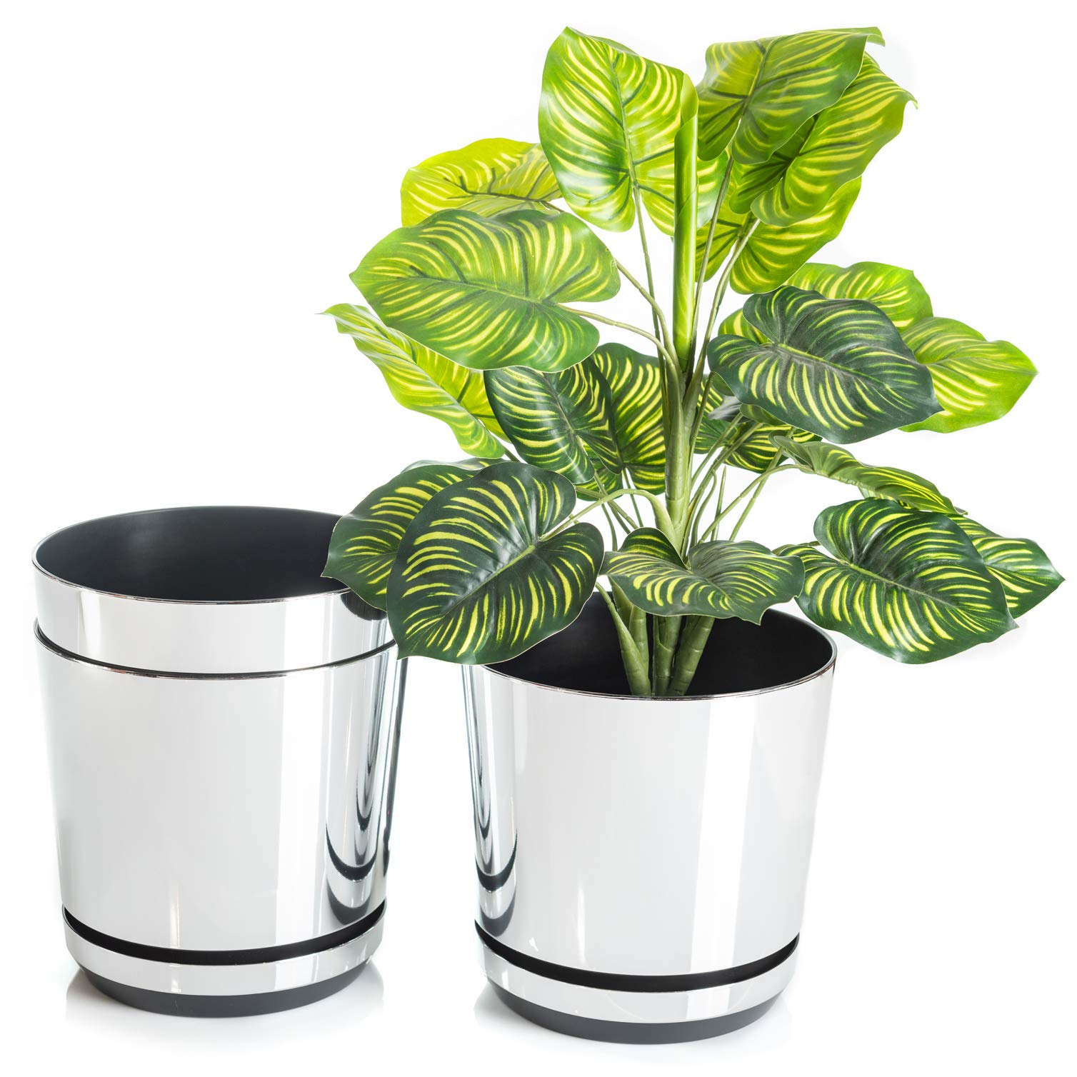 KORAD Set of 3 Plant Pots Mirror Effect 21 cm Decorative Planters in Size 21 cm for Flowers, Herbs, Plant Compositions OSL 21/116 x3
