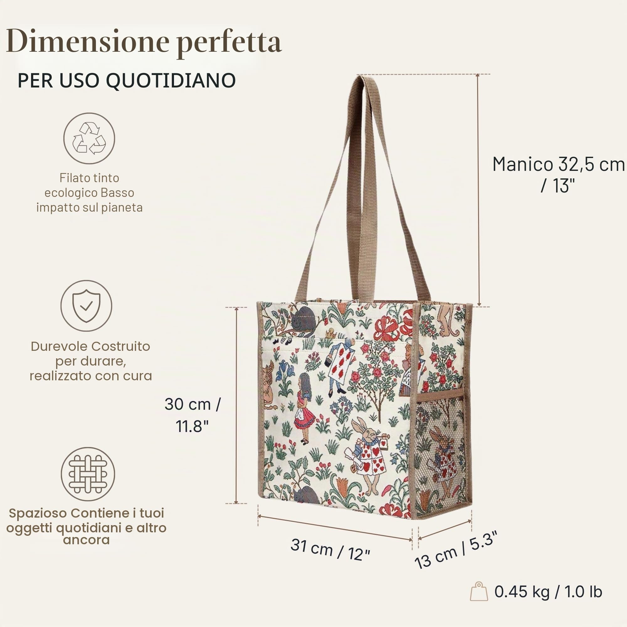 Signare Tapestry Arazzo Borsa a Tracolla Donna, Borse Tote per Donne, Shopping Tote Bag con Disegni da Giardino