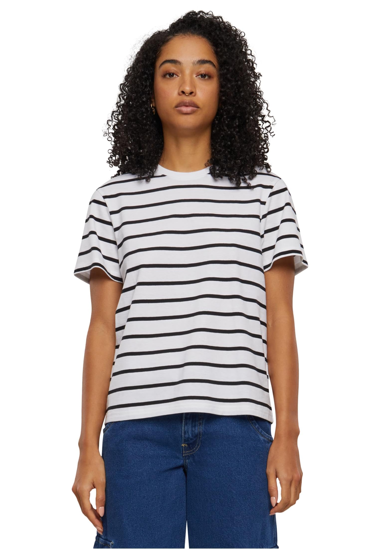 Urban Classics Women's T-Shirt Striped Boxy Tee Black/White 3XL, Black/White, XXXL