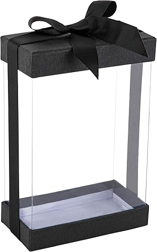 Cajas de regalo de plástico transparente con tapa, base y cinta.