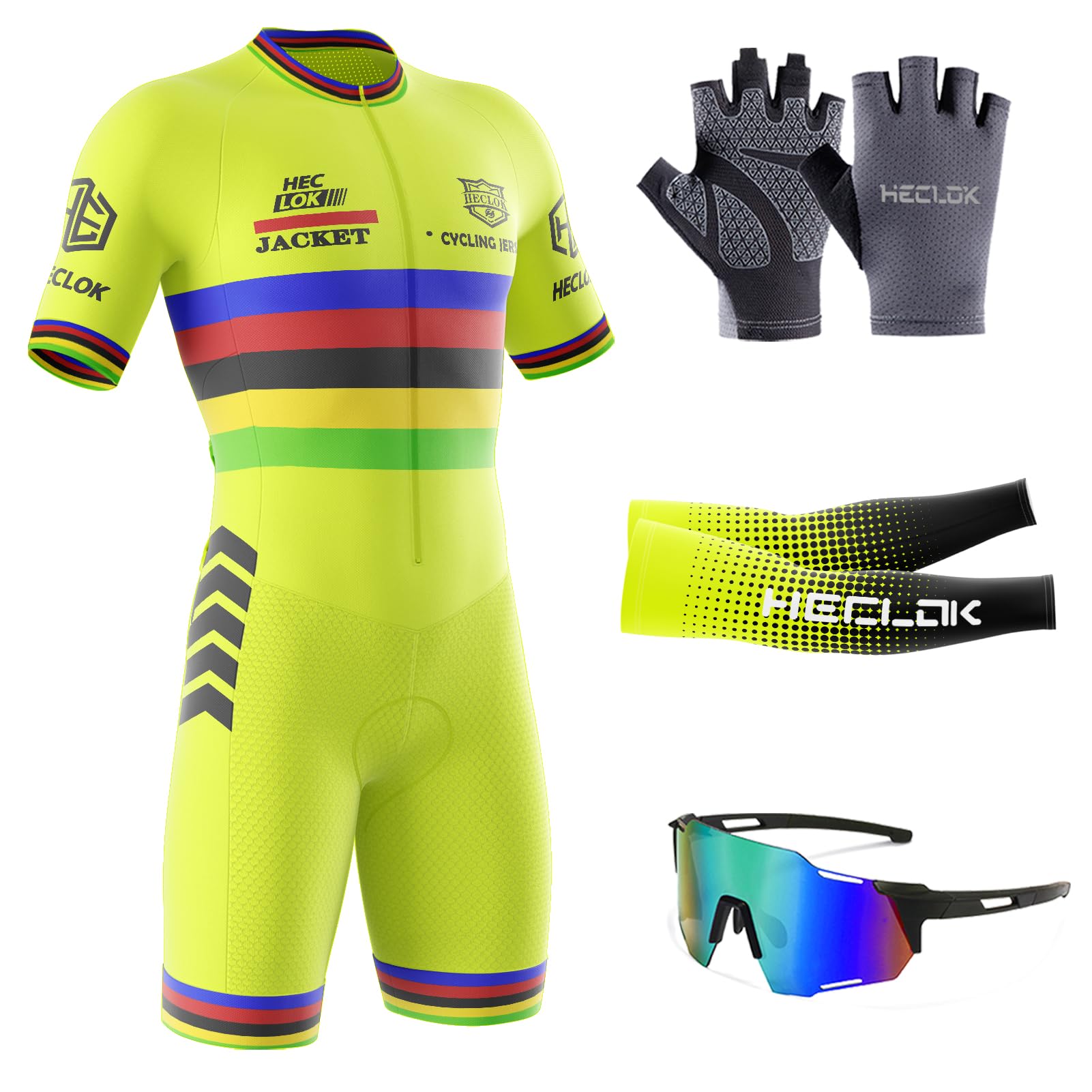 Cycling Jersey Set Skinsuit One Piece Short-sleeve T-shirt with Gel Padded,Quick-Drying Running Swimming Cycling
