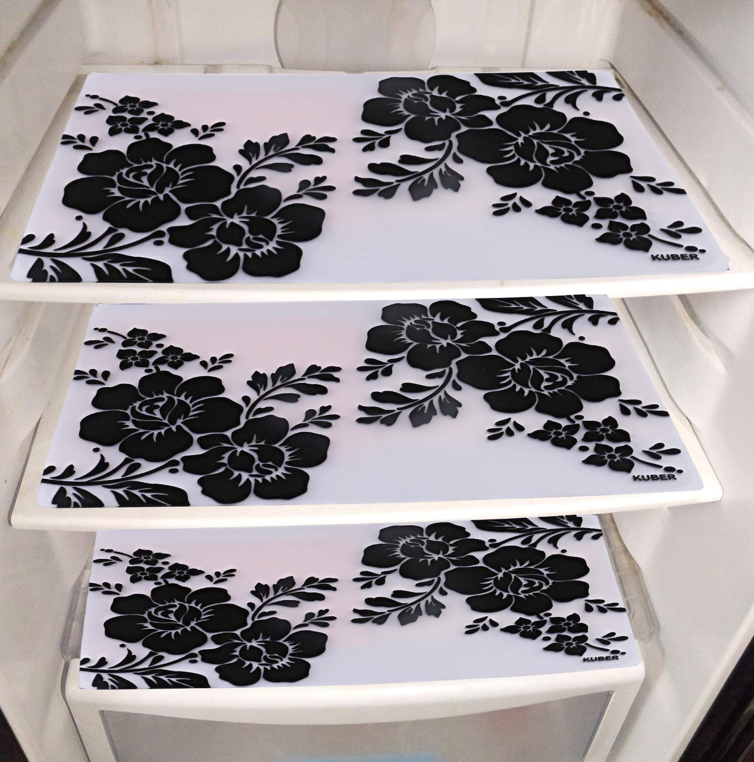 Kuber Industries PVC 6 Pieces Refrigerator Drawer Mats (Black & White) -CTLTC11153, Standard