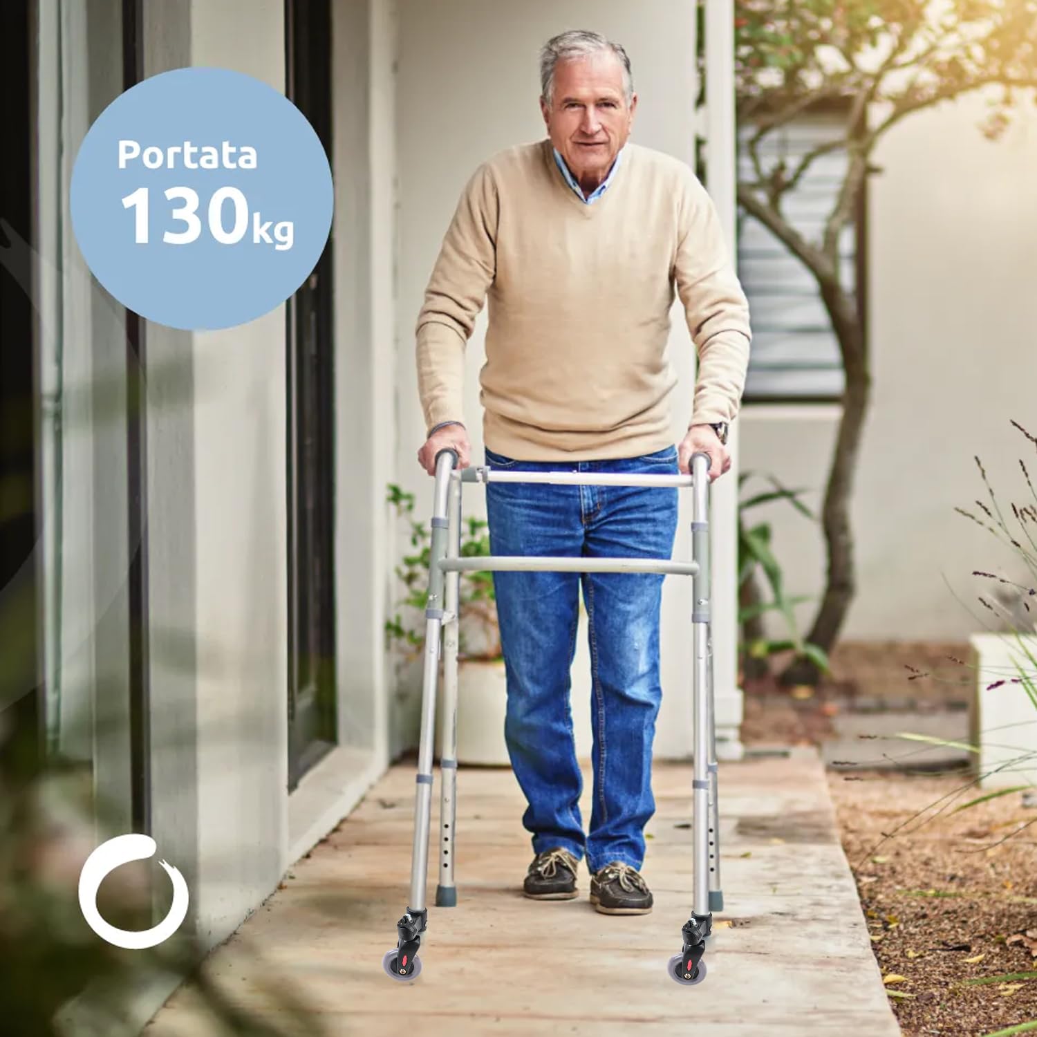GOVITA - Andador para ancianos, andador para ancianos, carro para caminar, andador plegable de aluminio anodizado (4 puntales)