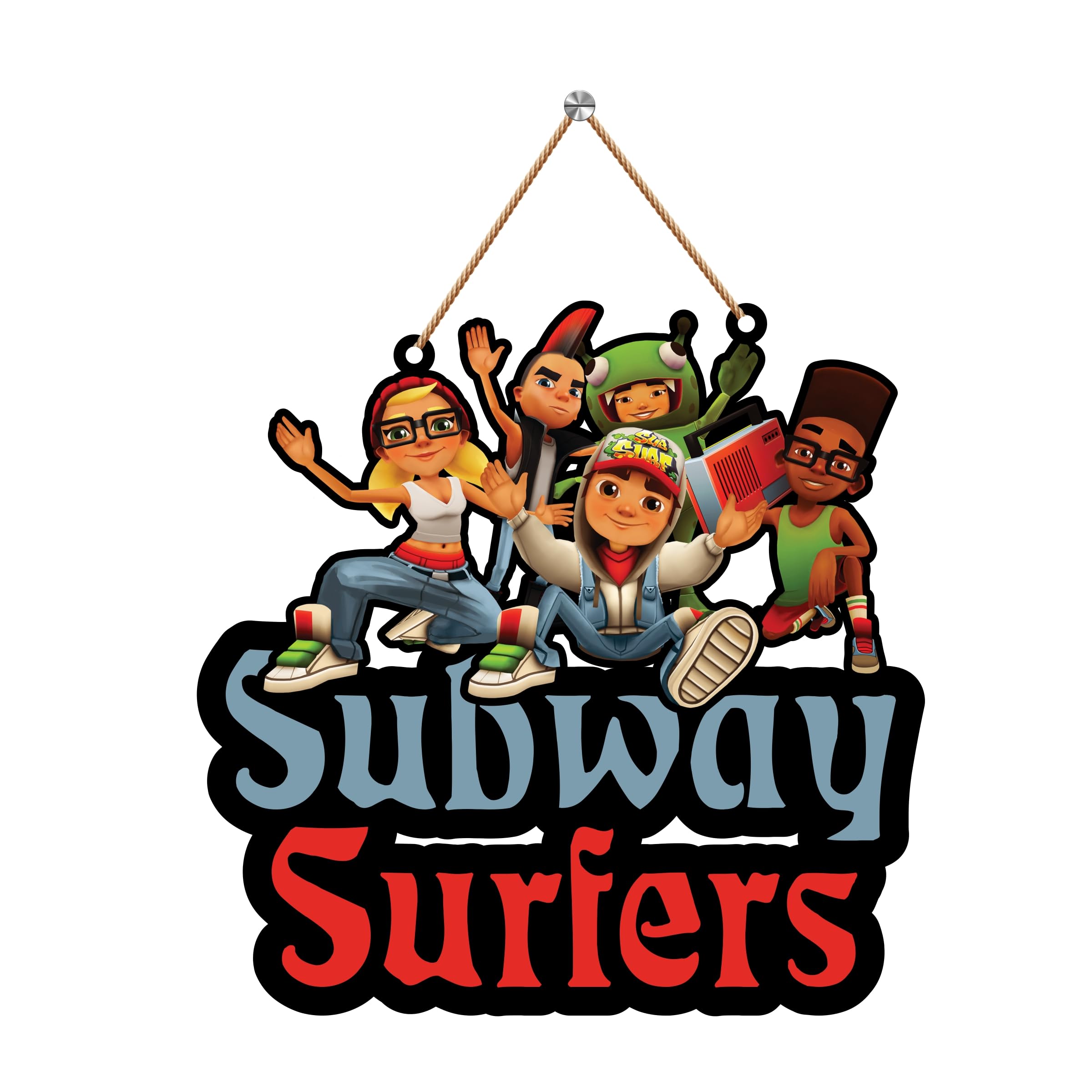 Subway Surfers Cartoon Wooden Wall Hanging With Quotes | Mdf Wooden Wall Hanger for Living Room | Bedroom | Office | Gift | Quotes Decor Item | Wall Hanging for Home Decoration