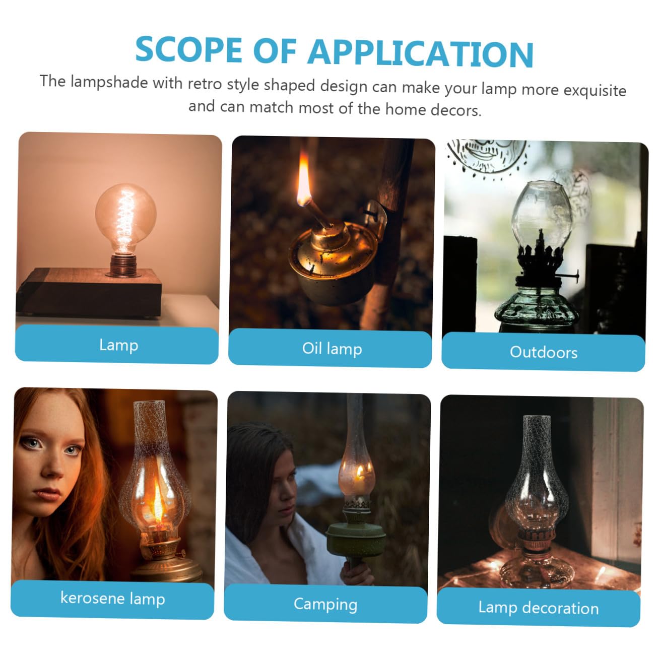 Paralume Vetro Lampada Cherosene Effetto Crepa, Retrò | Compatibile Olio e Cherosene, Finitura Trasparente Opaca, Uso Versatile in Casa