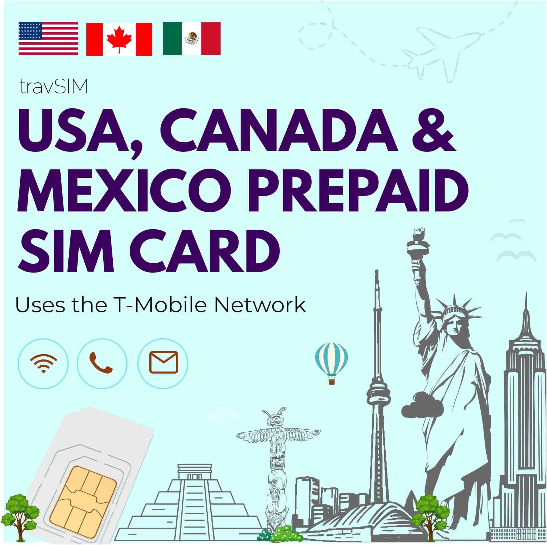 travSIM Canada SIM Card Uses the TMobile Network 5GB mobile data