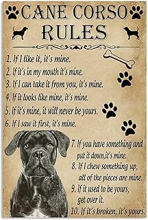 TNND Funny Rules For Your Dog Cane Corso Metal Sign Art Tin Metal Poster Gift 8x12 inch