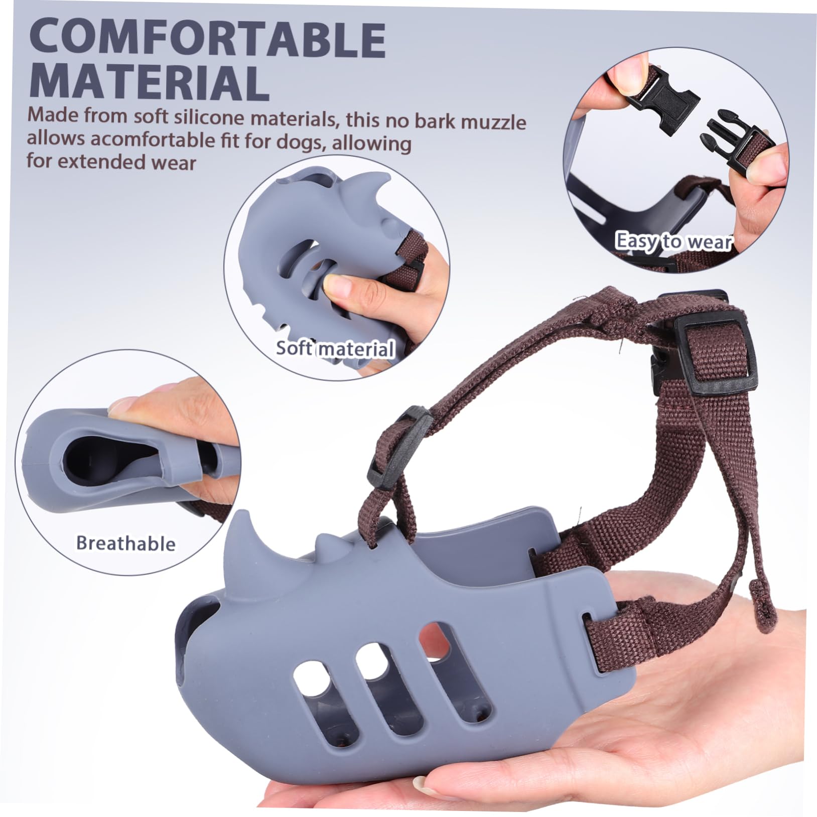 Museruola per Cani in Silicone Anti-morso 3 Pezzi Grigio Scuro