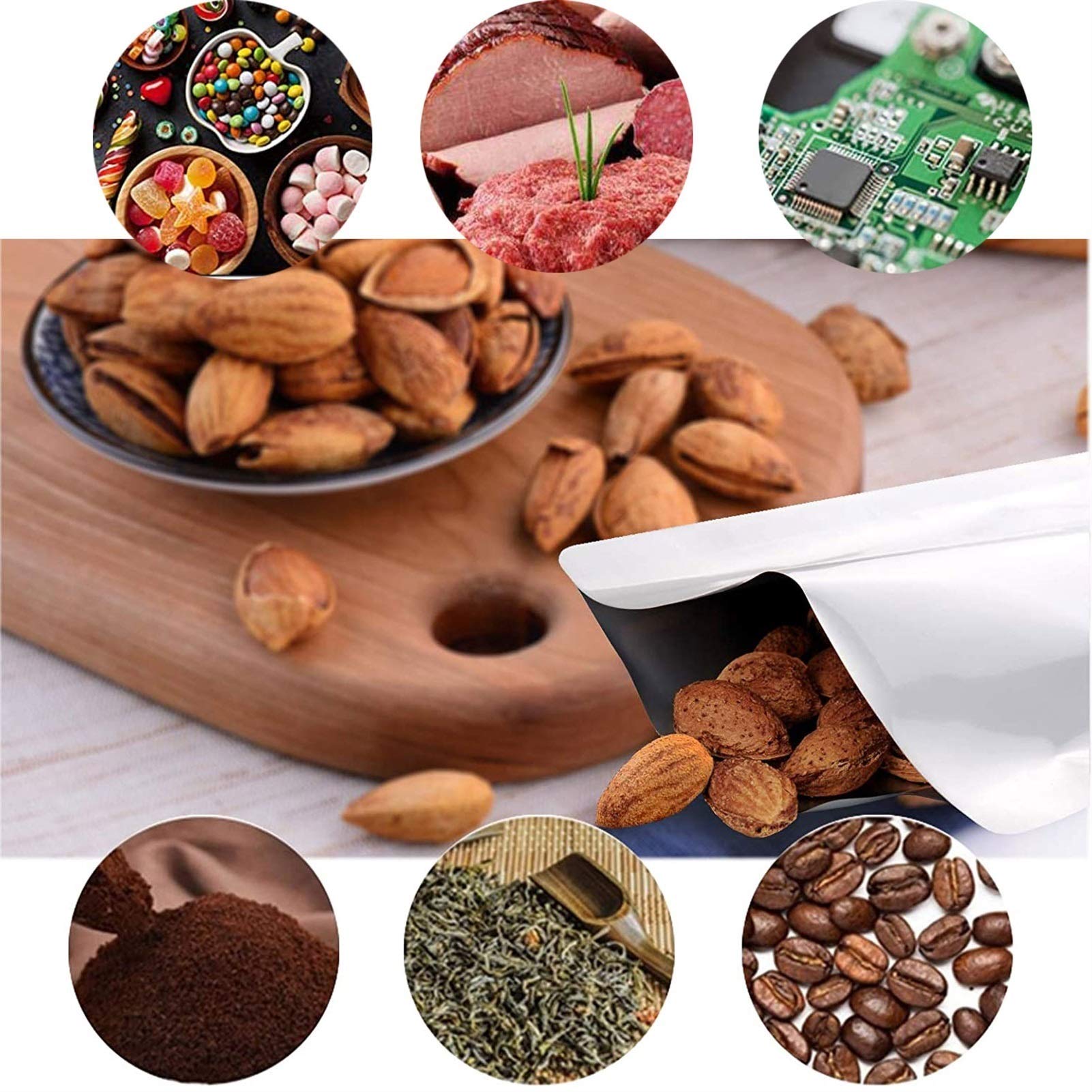 100 Stück Beutel, Frischhaltebeutel Profi-Folienbeutel Extra Groß Verschließbar Vakuumbeutel Verpackung für Lebensmittel für die Lagerung von Lebensmitteln Kaffee-Teebohnen, 30x45cm