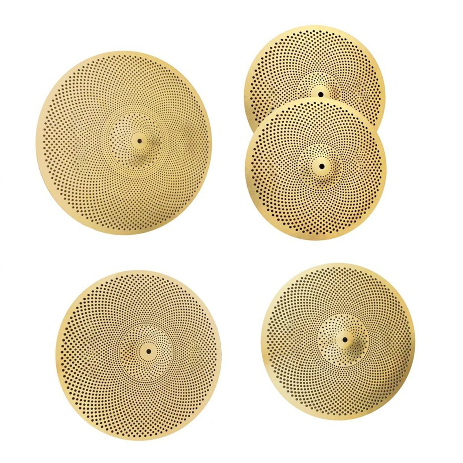Professionelle Trommelbecken Handgefertigtes Low-Volume-Dämpferbecken-Set 14" Hi-Hat/16" Crash/18" Crash/20"Ride Drum Set Becken (Color : Gold)