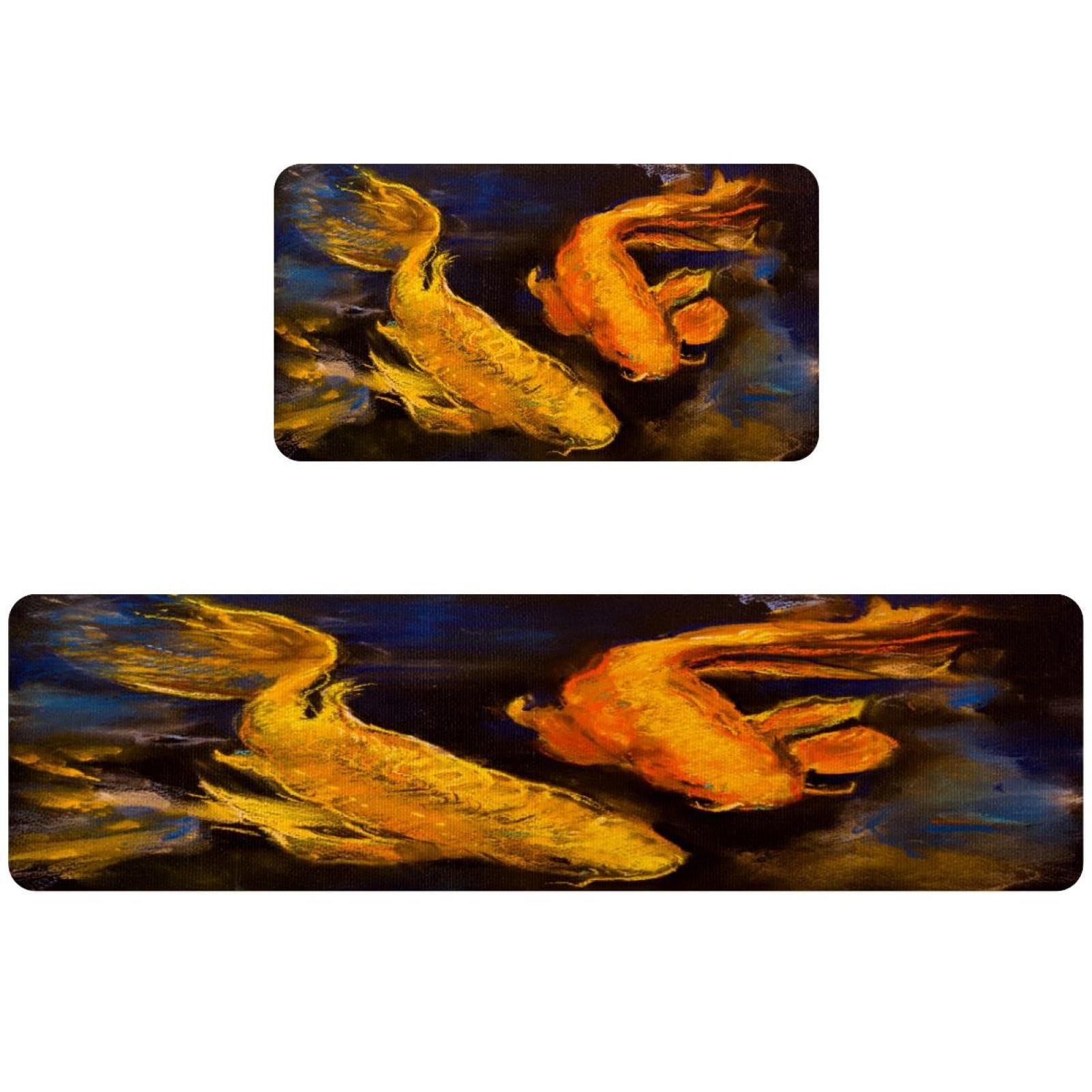 Tapis de cuisine lavables en textile dense style aquatique élégant