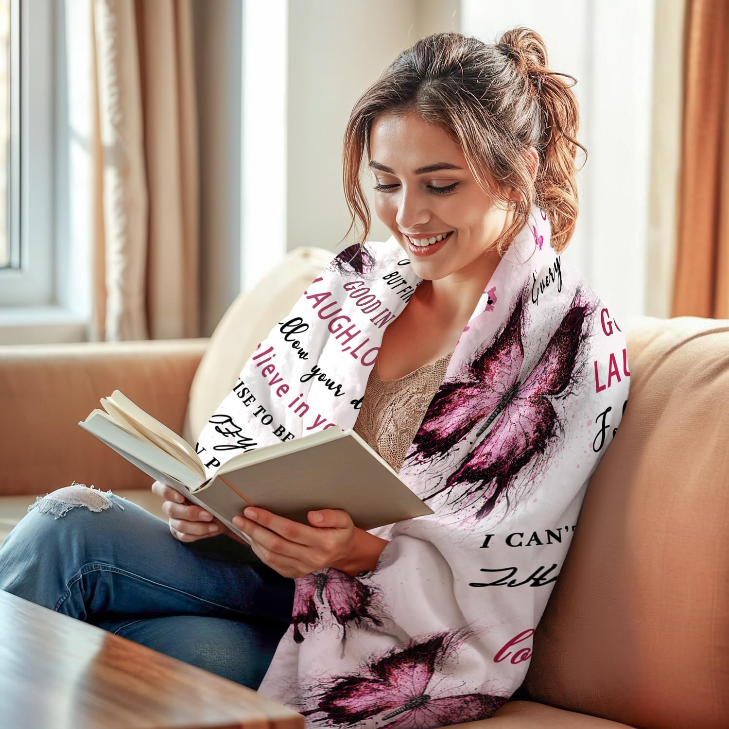 Granddaughter Gifts from Grandma, Granddaughter Gifts, Gift for Grand Daughter Birthday, Graduation, Christmas, Granddaughters Blanket, Pink Butterfly, 60"x50" - Image 4