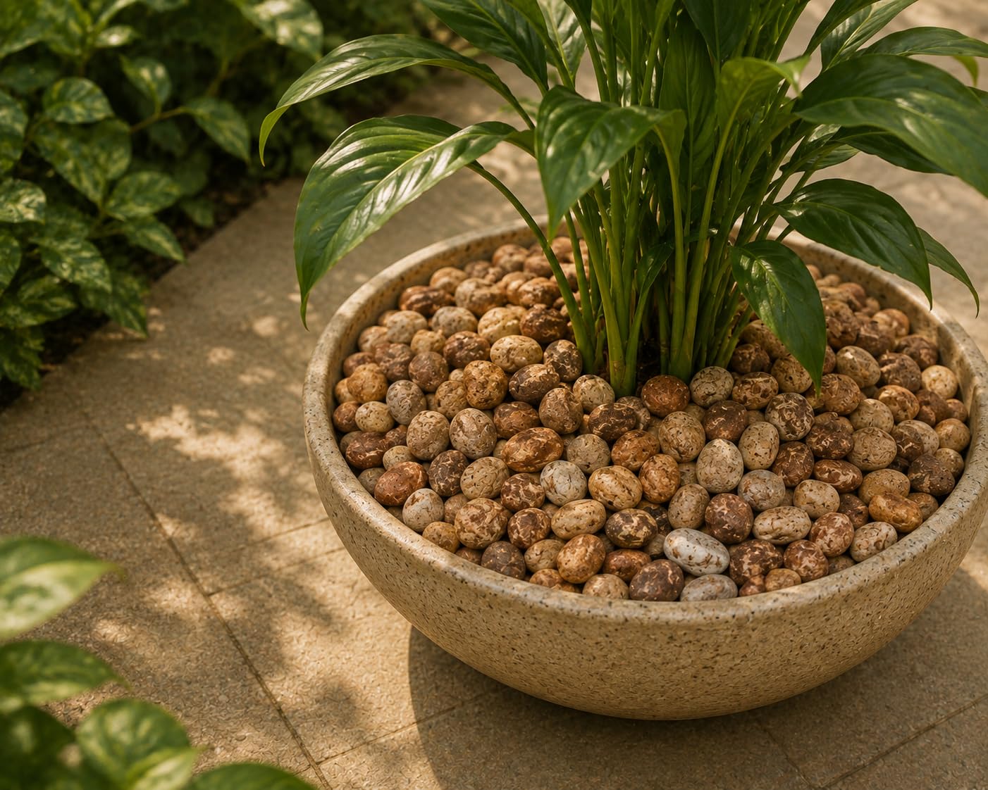 natural brown river pebbles for plants, pots & garden décor — smooth polished stones for vase filler, pathways & landscaping (1 kg, 2–4 cm)