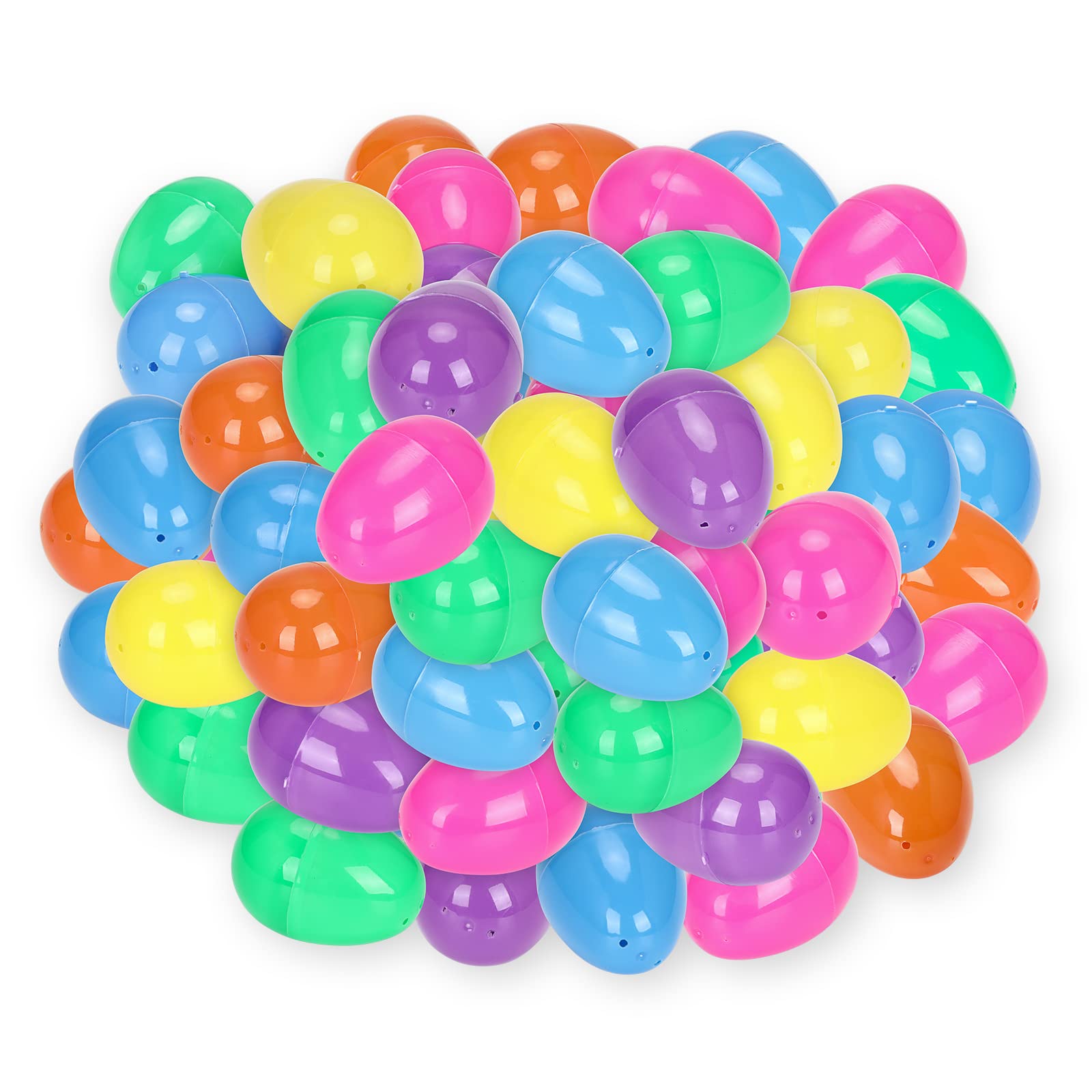 Plastic Easter Eggs Surprise Toy Eggs Colorful Bright Assortment Assorted Colors Easter Eggs Empty for Crafts Basket Stuffers Easter Party Hunt Games (36-Pack)