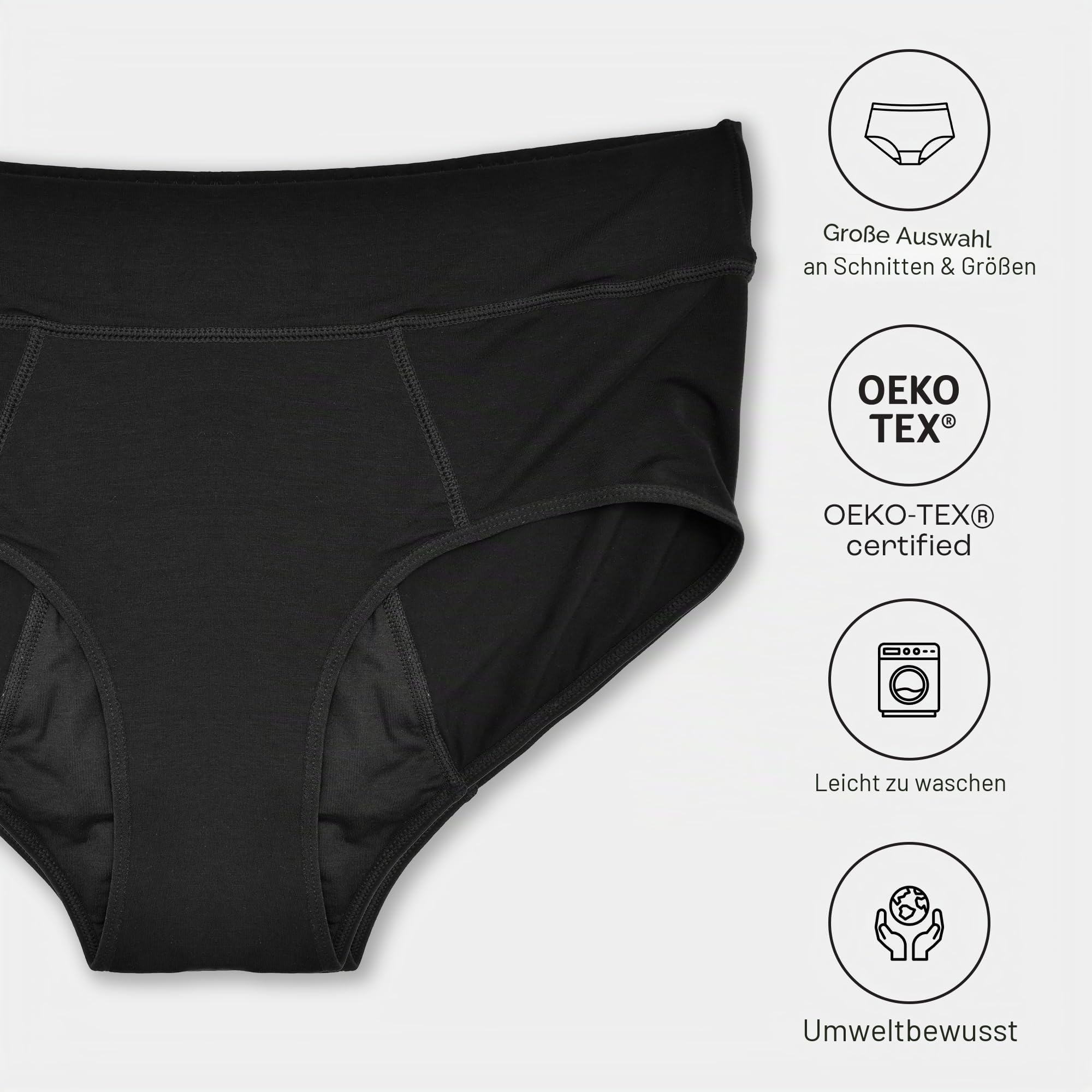 Bambody Absorbent Panties, Period Underwear for Women and Teens - Leakproof, Soft, Comfortable, Breathable - Small, 3 Pack, Black