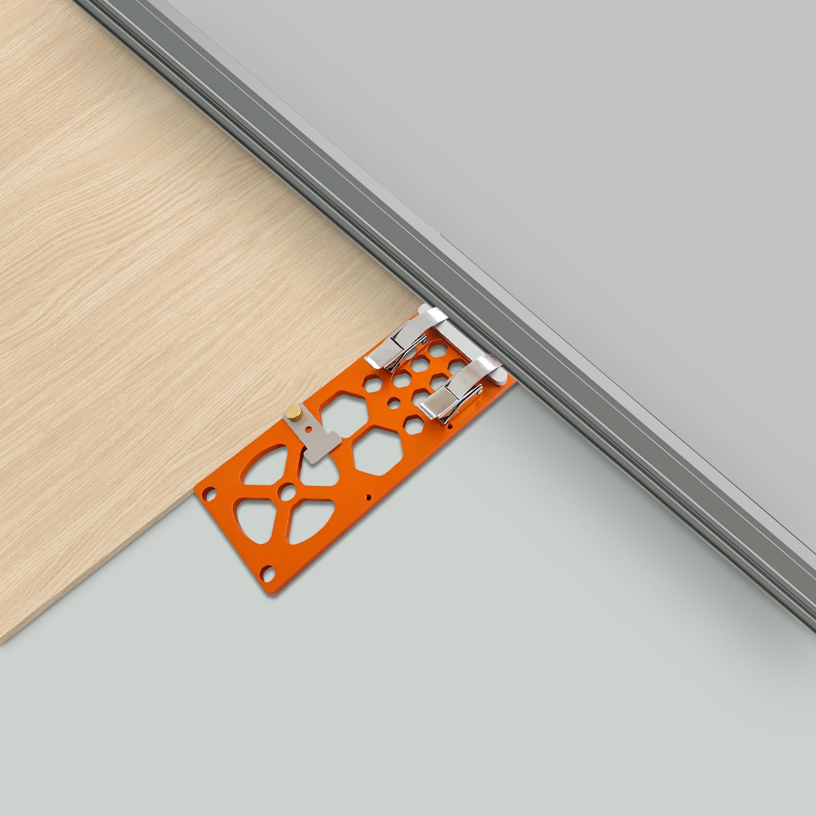 Guida per sega circolare, taglio 90°, accessorio in alluminio, 34 cm | Morsetto di guida per rotaia,Alluminio anodizzato 8mm,per piastra di serraggio posizionamento,Taglio legno,Arancione