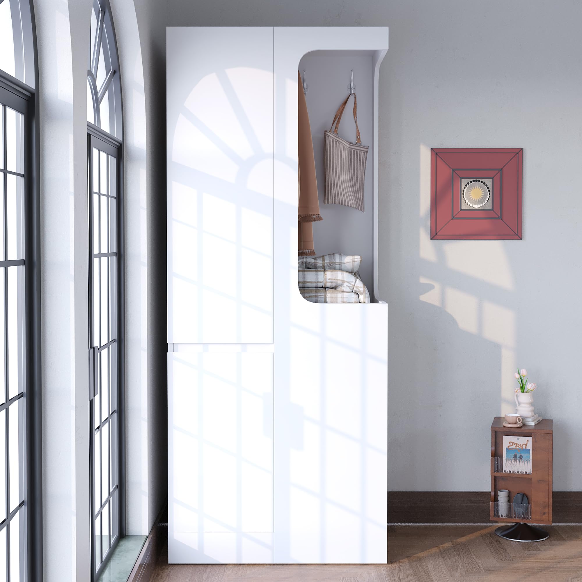 70 x 40 x 170 cm - Armoire de rangement avec tiroirs et espace ouvert - Porte simple élégante pour chambre à coucher, salon, bureau - Solution peu encombrante