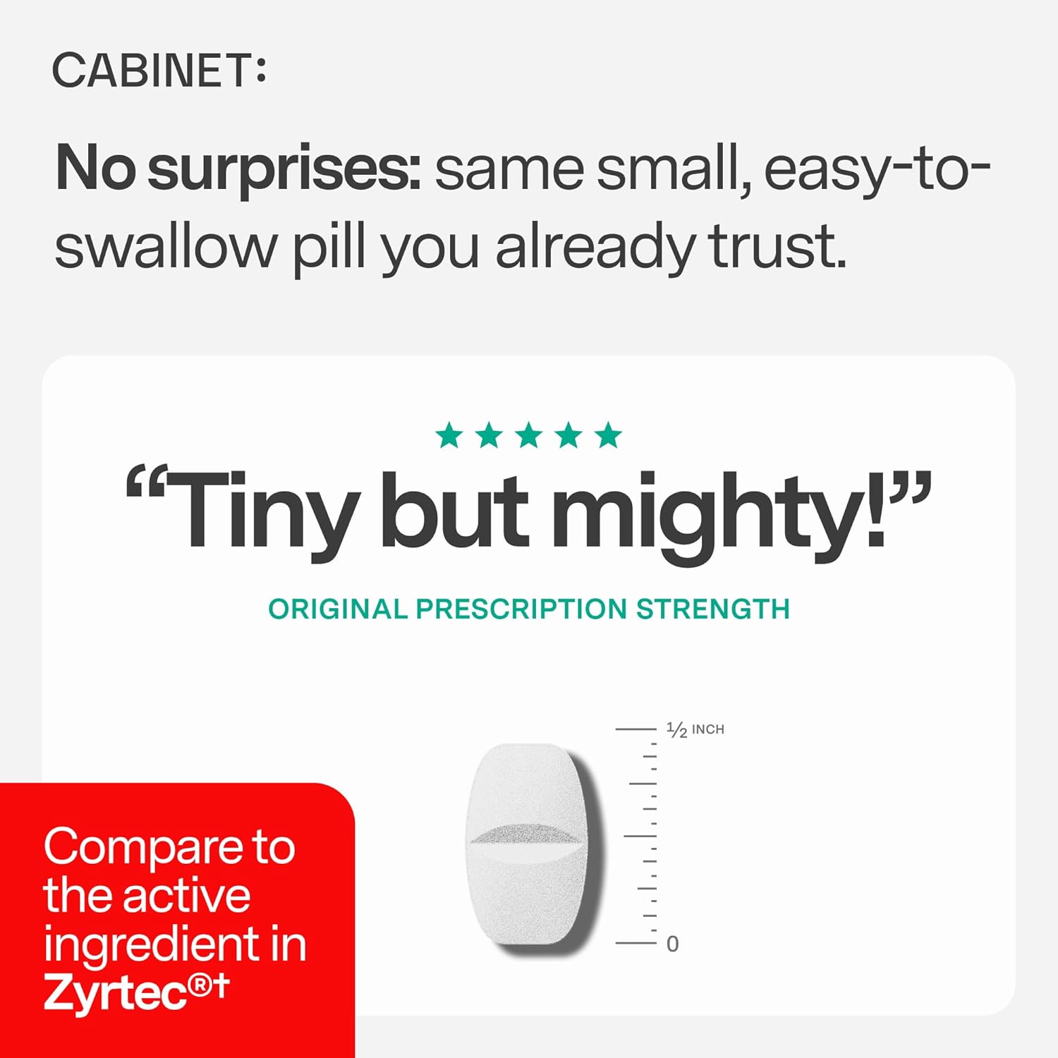Cabinet: All Day Allergy Relief Cetirizine 10mg for Non-Drowsy Relief from Common Allergy Symptoms (Starter Kit w/Travel Tin)