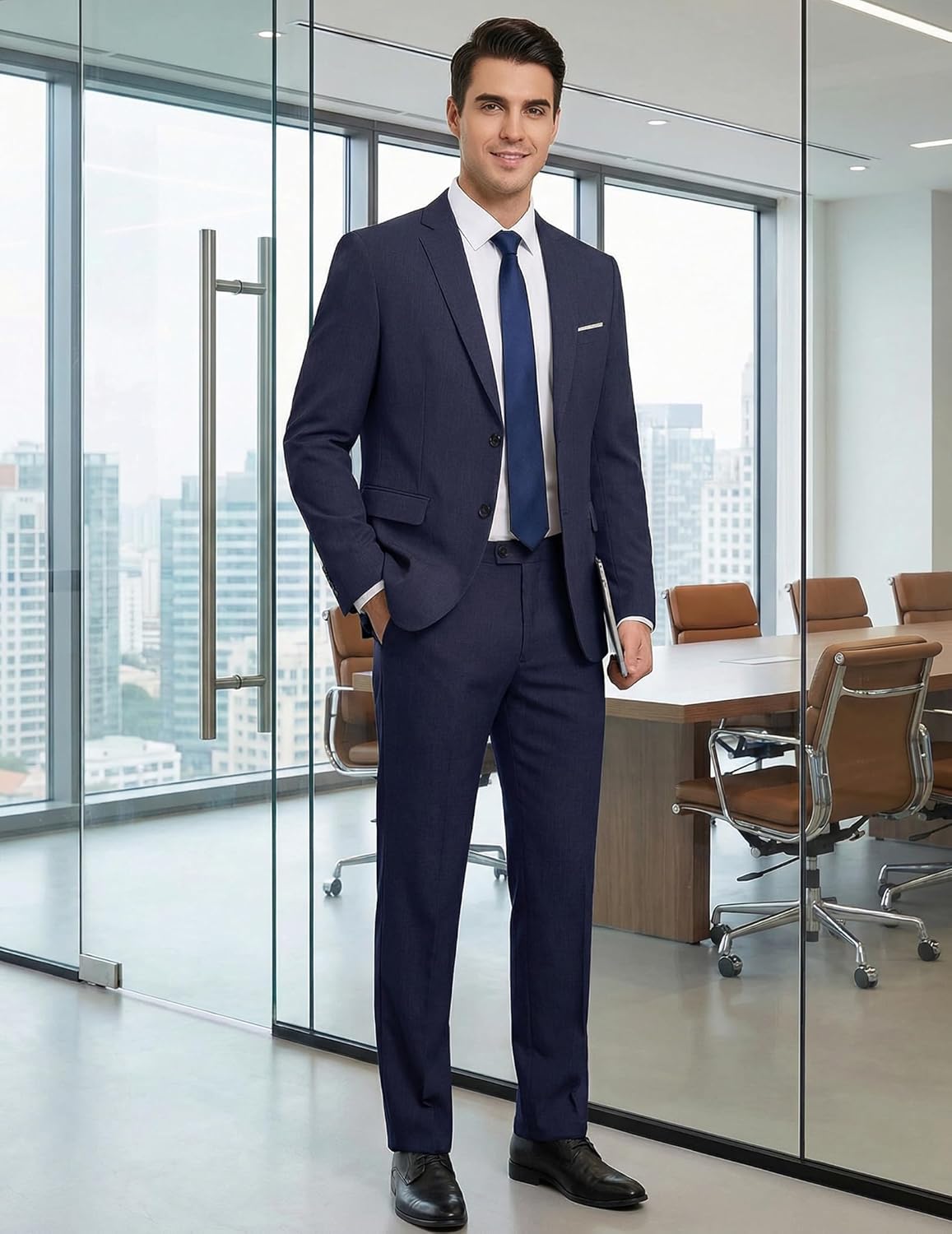 COOFANDY Men's 2 Piece Suits Classic Fit 2 Button Casual Suits Sets Blazer Jacket and Dress Pants for Wedding Business Prom - Image 4