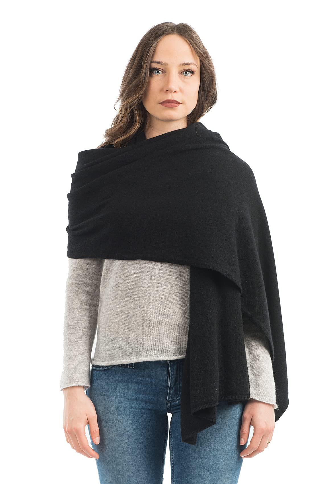 DALLE PIANE CASHMERE - Stole cashmere blend - Made in Italy - Woman, Color: Black, One Size