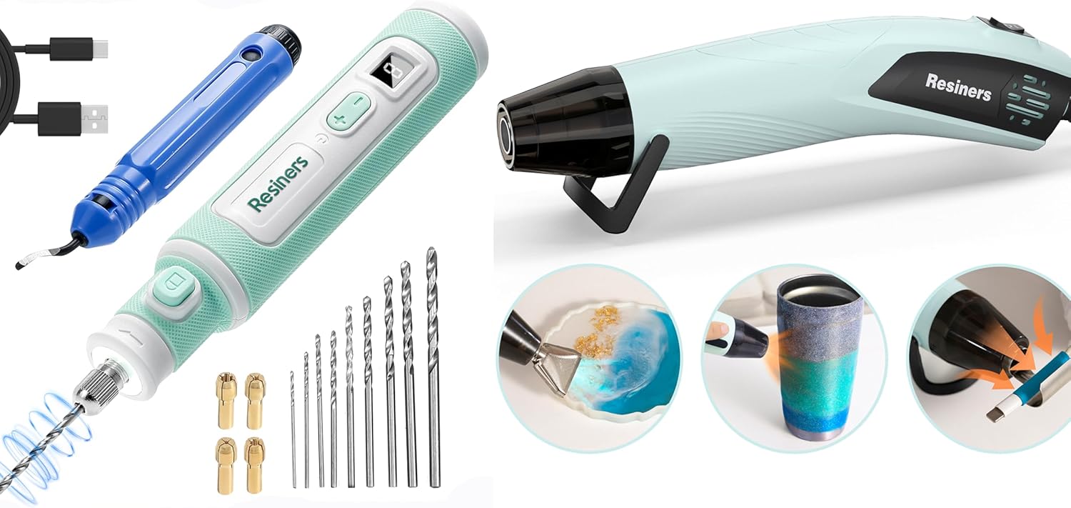 Resiners Heat Gun for Resin & Electric Resin Drill Pen, Cordless Rotary Tool Kit