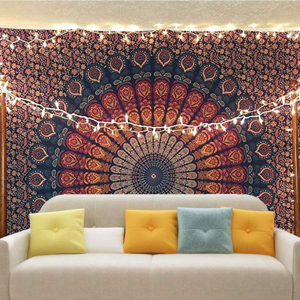 Tapisserie Murale Plume Attrape-rêves Nordique - Tissu Polyester, Tailles M/L/XL, Déco Chambre, Salon, Plage, Pique-nique