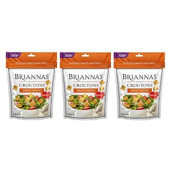 BRIANNAS - Sweet Onion Croutons - Baked-in Flavor, Crispy Croutons for Salads and More - 5 oz. Bags - 3 Pack