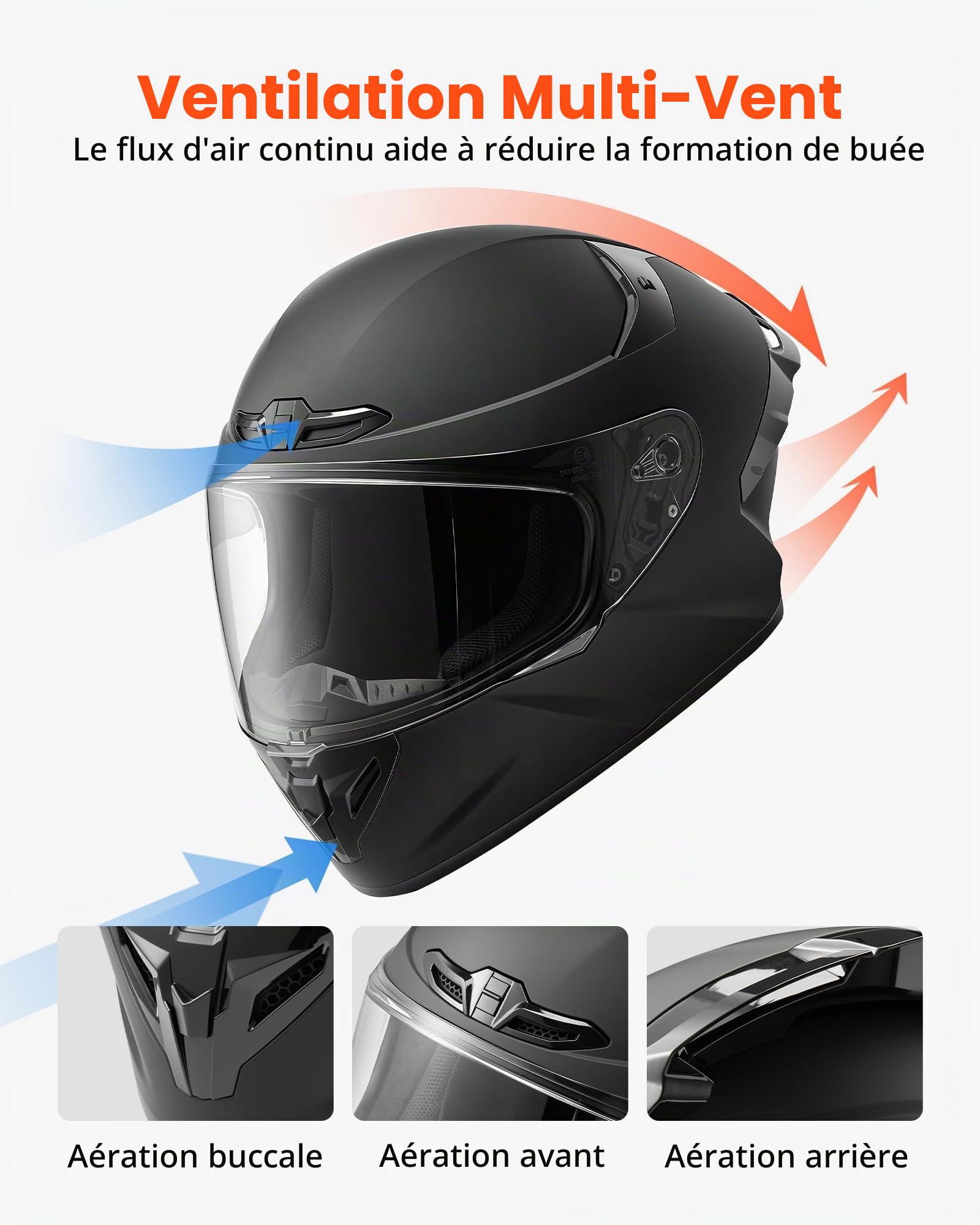 VEVOR Casque Intégral Taille XL, Casque de Moto Homologué Dot et ECE, Protection pour Adultes Motocross Moto de Route Trajets Quotidiens Voyage, avec Visière Transparente, Léger et Confortable