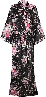 Kimono Robes For Women Floral Long Lightweight Silky Sleepwear bridal Dressing Gown