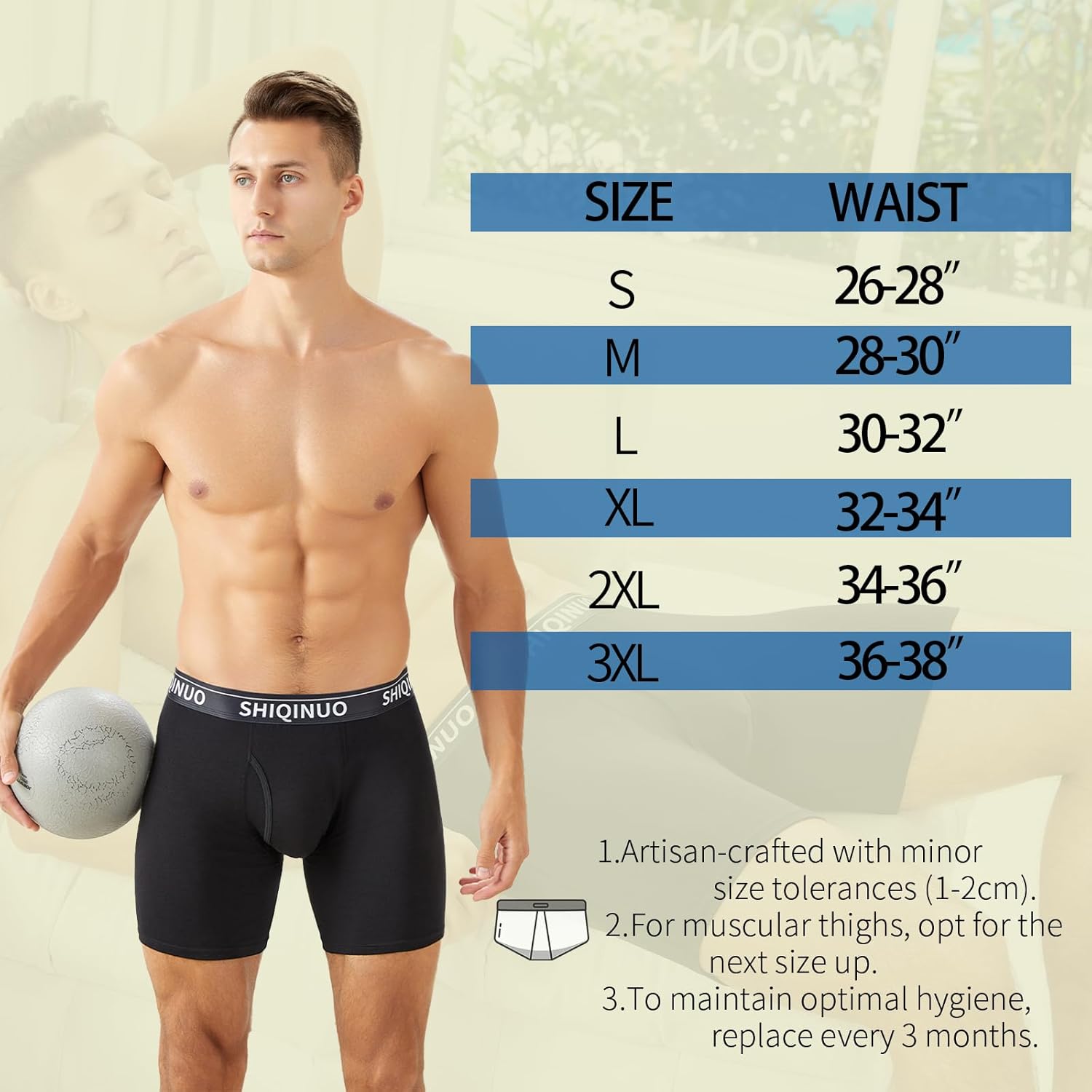 Men's Boxer Briefs - Stretch Cotton Underwear (95% Cotton),Moisture Wicking & No Ride Up,Breathable (4 or 6 Pack) - Image 5