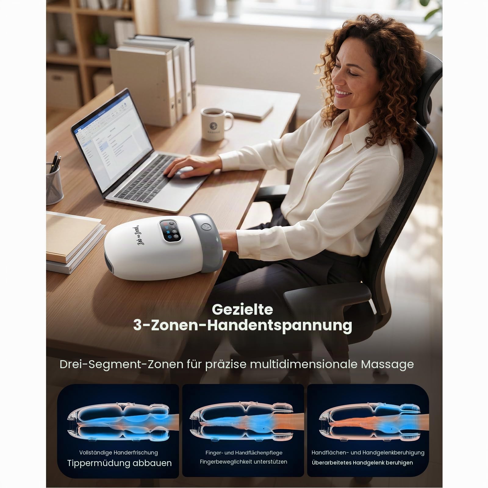 BOB AND BRAD H60 Handmassagegerät mit Wärme und Kompression, Elektrische Handmassage bei Arthritis & Karpaltunnelsyndrom, Massager Schmerzlinderung für Handgelenk & Finger, Geschenke für Damen Herren