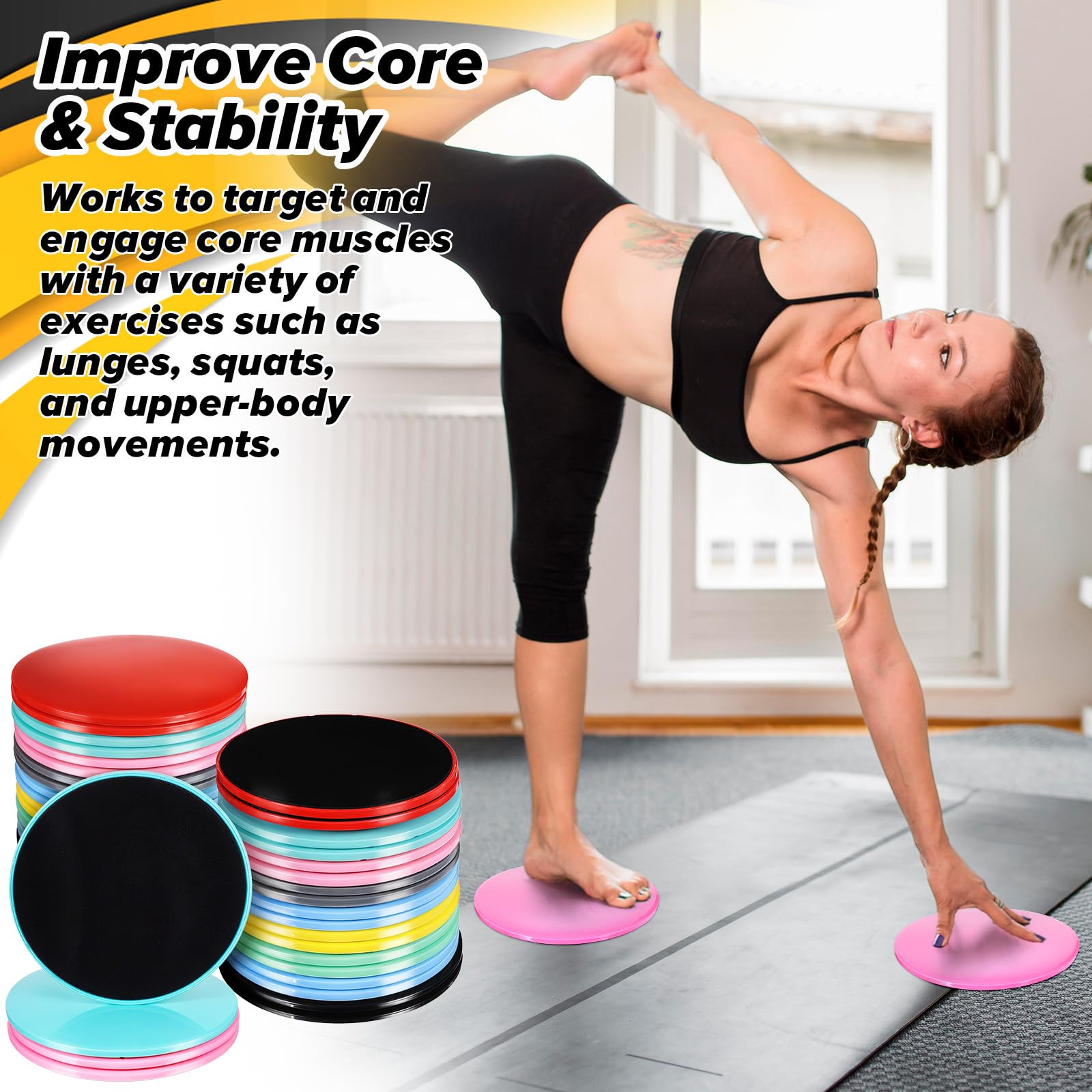 20 Stück Core Sliders Bulk Exercise Glider Discs Geschenke für Gruppentraining, Kurse, Fitness, Slider, Workout, doppelseitige AB-Pads für HIIT Gym Teppich Hartholzboden