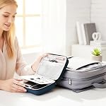 Arae Hard EVA Electronics Travel Organizer Case - Tech Pouch for Power Bank, Cables, Charger & Hard Drive - Waterproof Portable Storage Bag (Dark Blue, L)