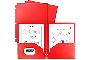 3-Hole Punched Dunwell Red Plastic Folder with Pockets